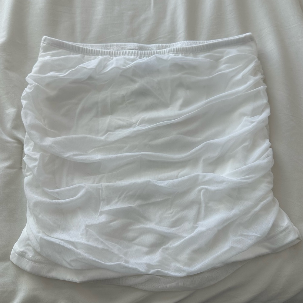 Elegant White Ruched Skirt